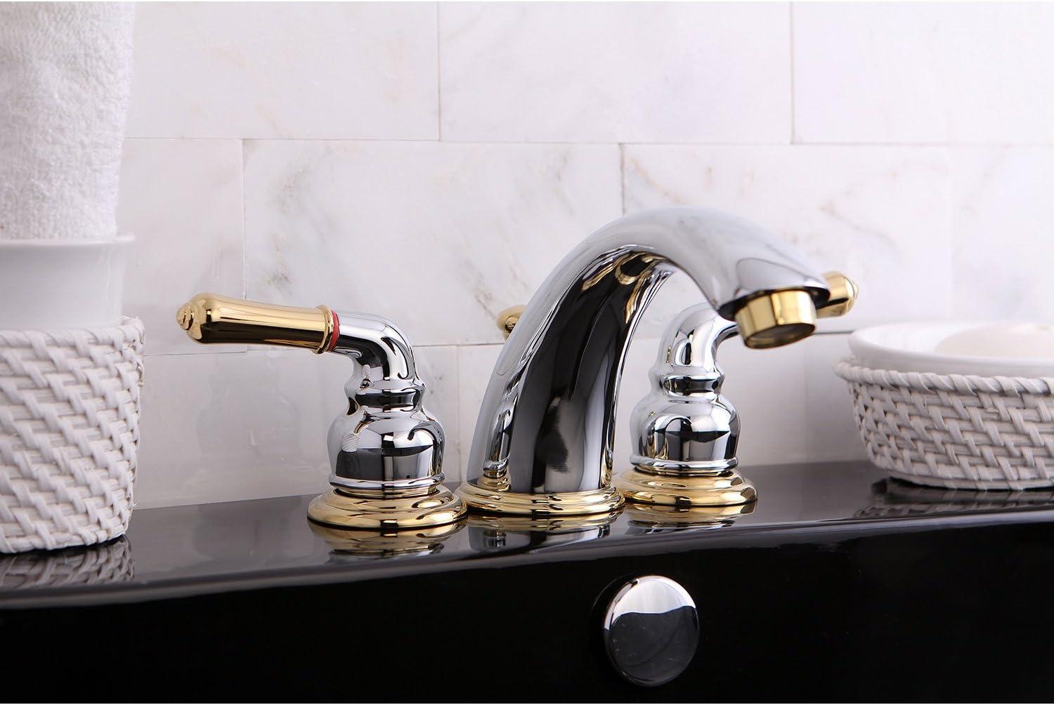 Kingston Brass Magellan Two-Handle 3-Hole Deck Mount Widespread Bathroom Faucet with Retail Pop-Up Drain