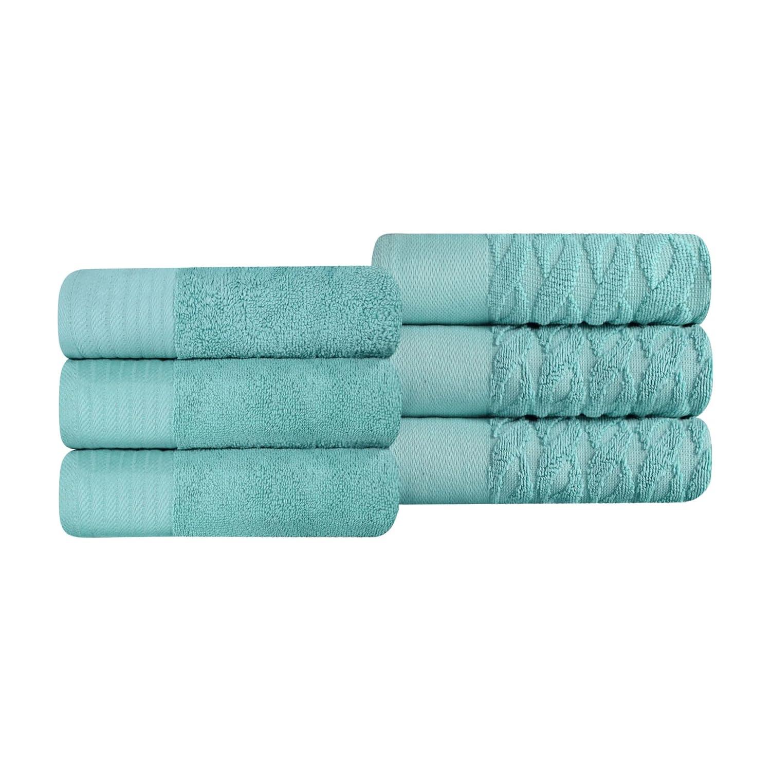 Superior Turkish Cotton Highly-absorbent 6-Piece Hand Towel Set for Bathroom, Spa, and Gym, Cascade