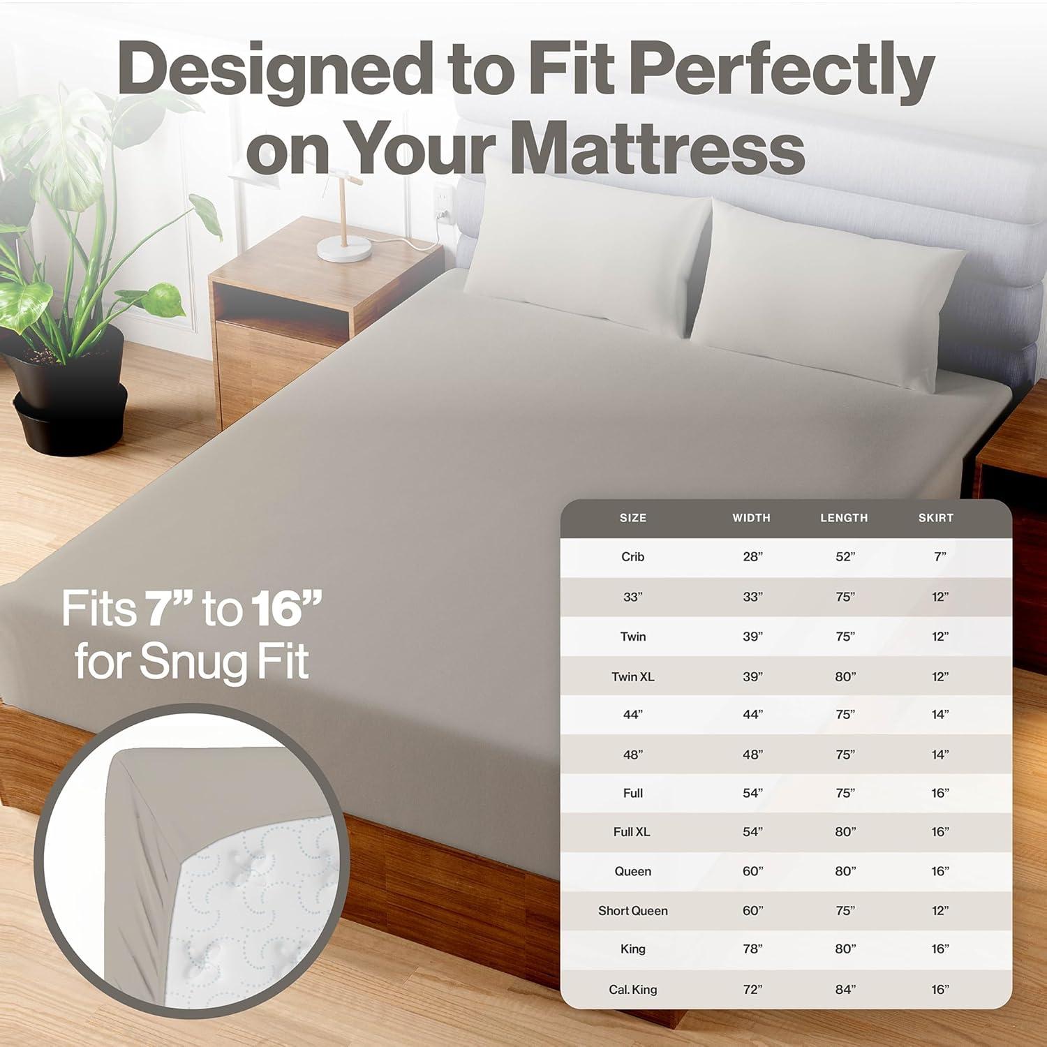 Superity Linen California King Fitted Sheet - 100% Premium Cotton - 200 Thread Count - Stone