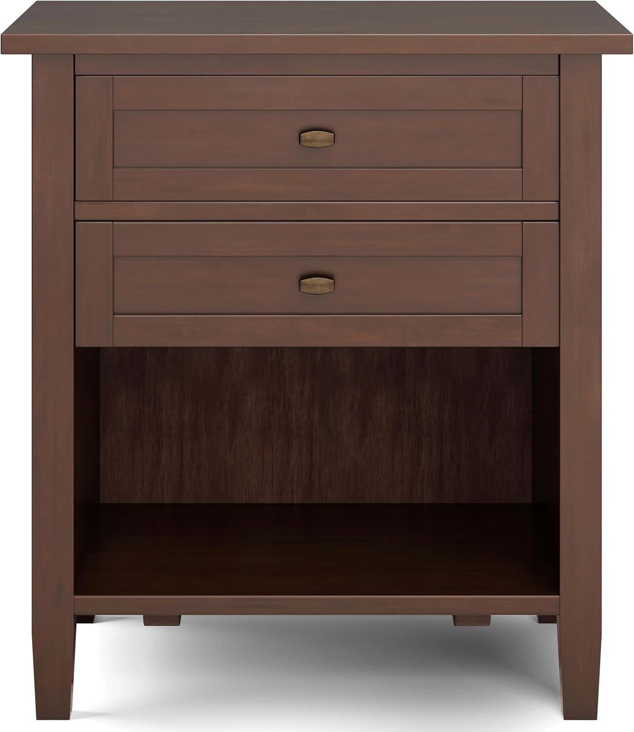 Simpli Home Warm Shaker 24"W Solid Wood Bedside Table with Two Drawers