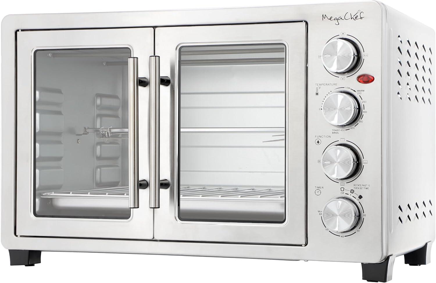 MegaChef 45L Electric French Door Rotisserie Convection Counter Top Oven