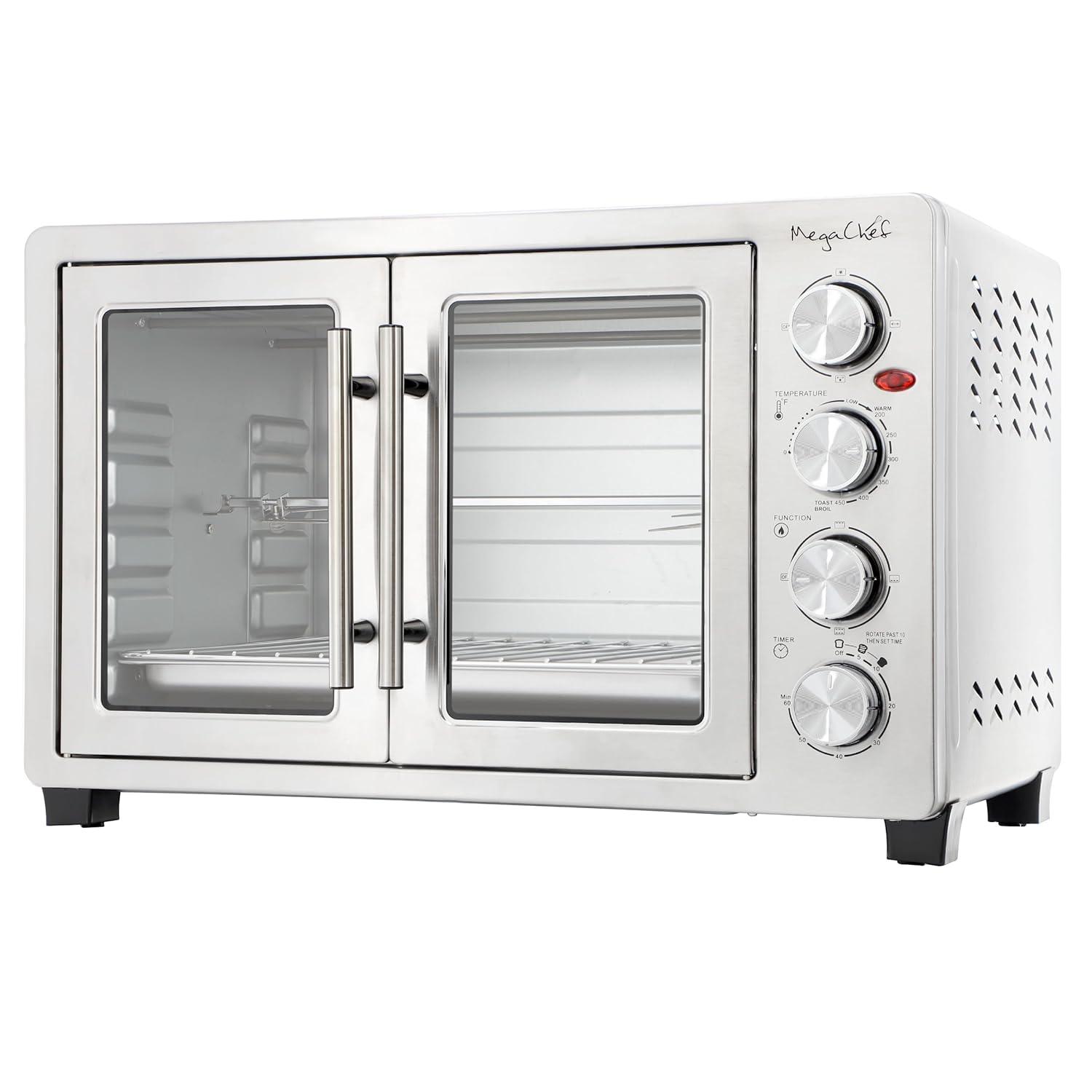 MegaChef 45L Electric French Door Rotisserie Convection Counter Top Oven