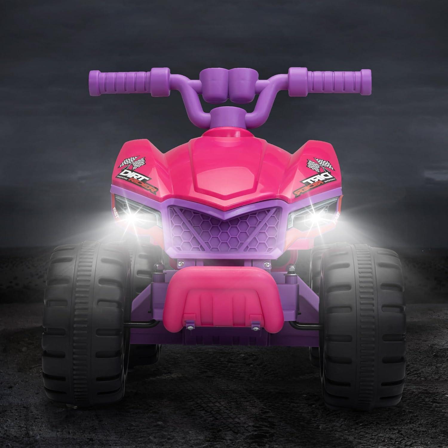 CIPACHO 6V Kids Ride-On Electric ATV, 4-Wheeler Quad Car Toy with Music for Toddlers Age 3-5, LED Headlights and Spray Device, Pink