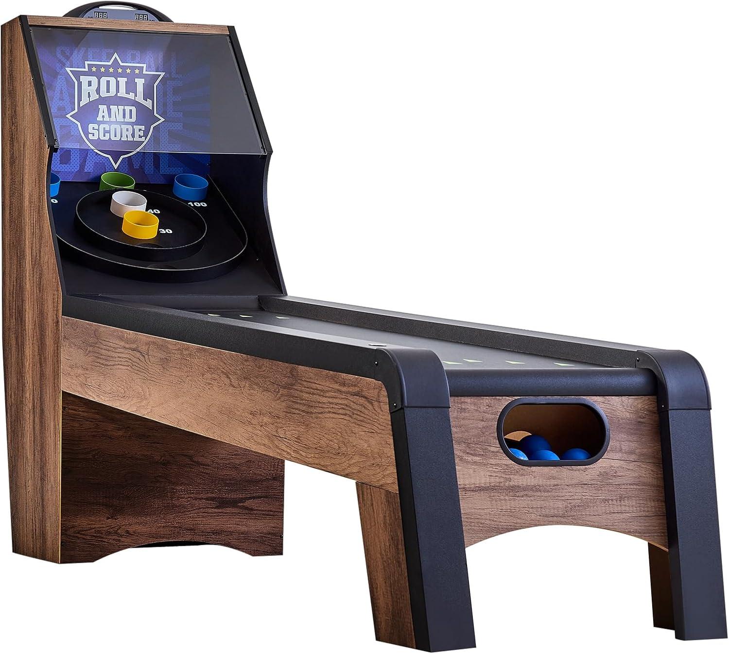 8 ft. Roll and Score Classic Arcade Game Table, Skee Ball Arcade Machine Indoor with Electronic Scorer, Sound, Automatic