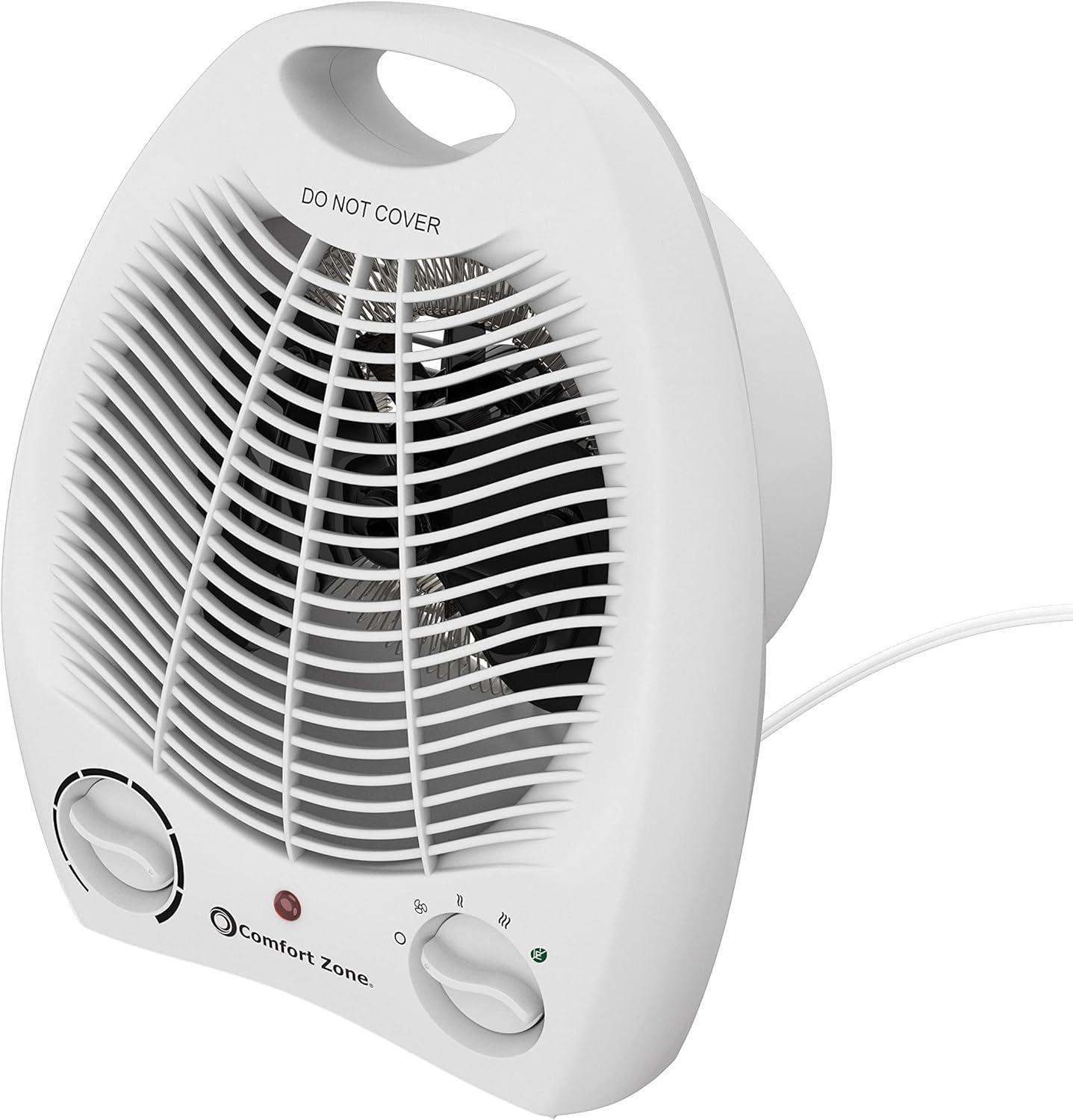 Comfort Zone Electric Fan-Forced Portable Space Heater with Adjustable Thermostat, Overheat Sensor, Tip-Over Switch, & Heat Resistant Housing, Ideal for Home, Bedroom, & Office, 1,500W, CZ40E