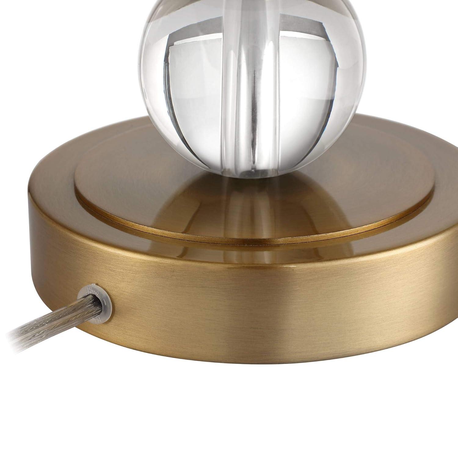 Vienna Full Spectrum Halston Art Deco Buffet Table Lamp 32 1/2" Tall Crystal Ball Brass Metal Off White Fabric Drum Shade for Bedroom Living Room Kids