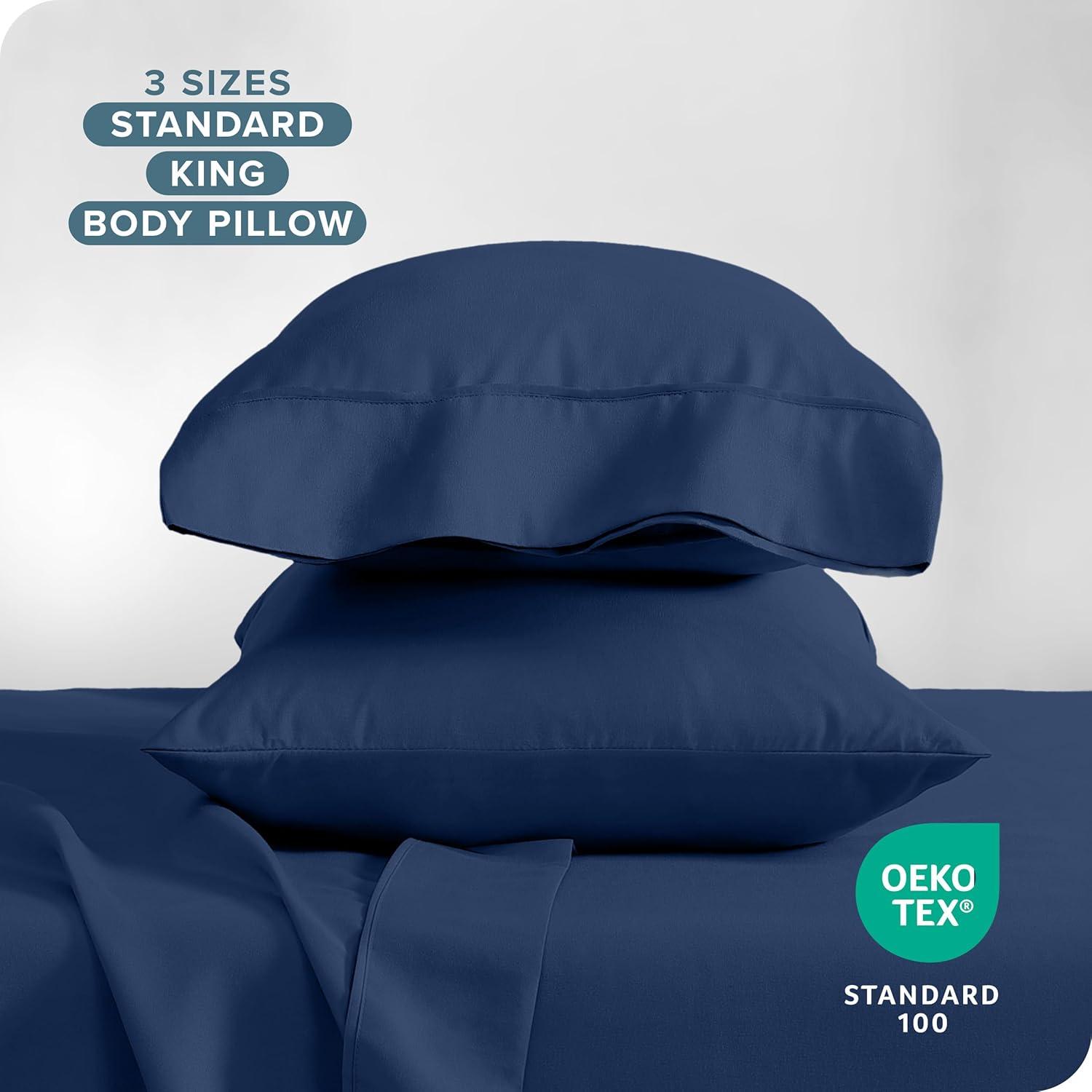 Microfiber Standard - Open End - 20 x 30 Dark Blue Pillowcase Set by Bare Home