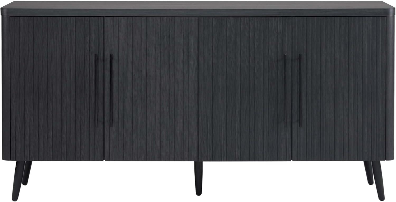 Manhattan Comfort Jodie 65" Mid-Century Modern Sideboard with 8 Adjustable Shelves in Charcoal Gray