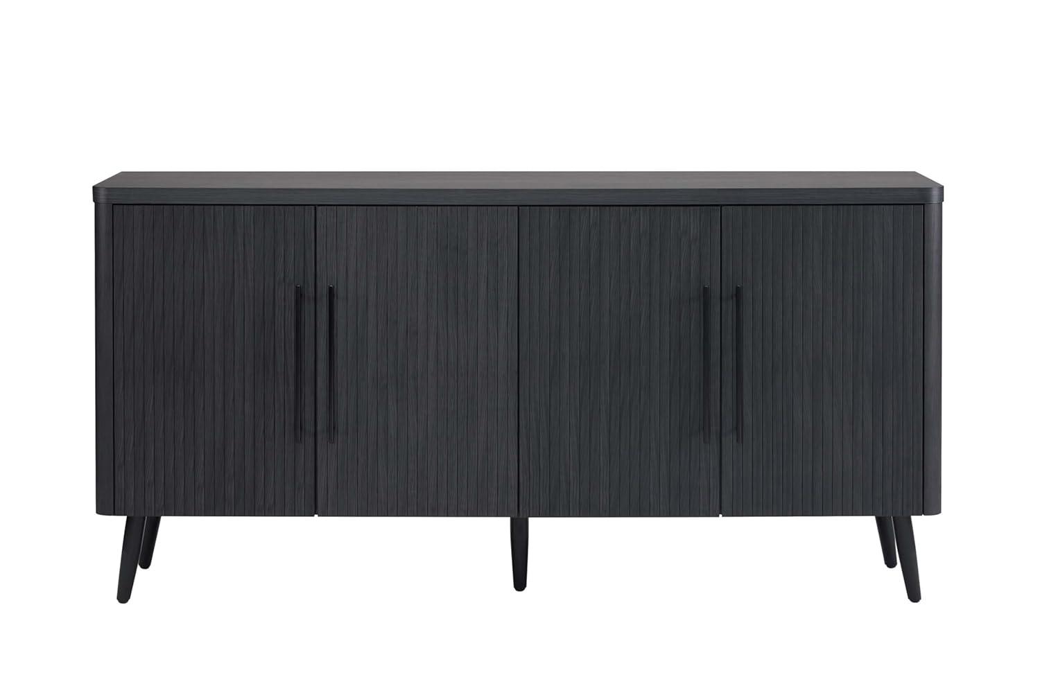 Manhattan Comfort Jodie 65" Mid-Century Modern Sideboard with 8 Adjustable Shelves in Charcoal Gray