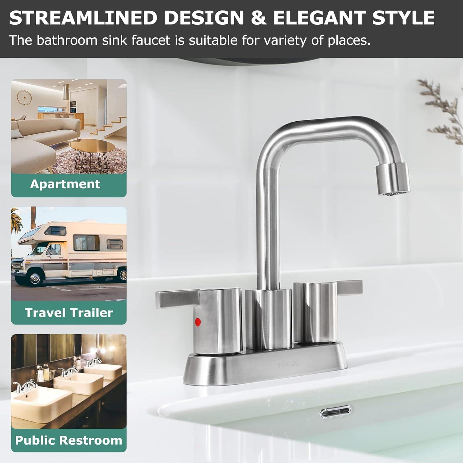 Centerset 2-handle Bathroom Faucet with Drain Assembly