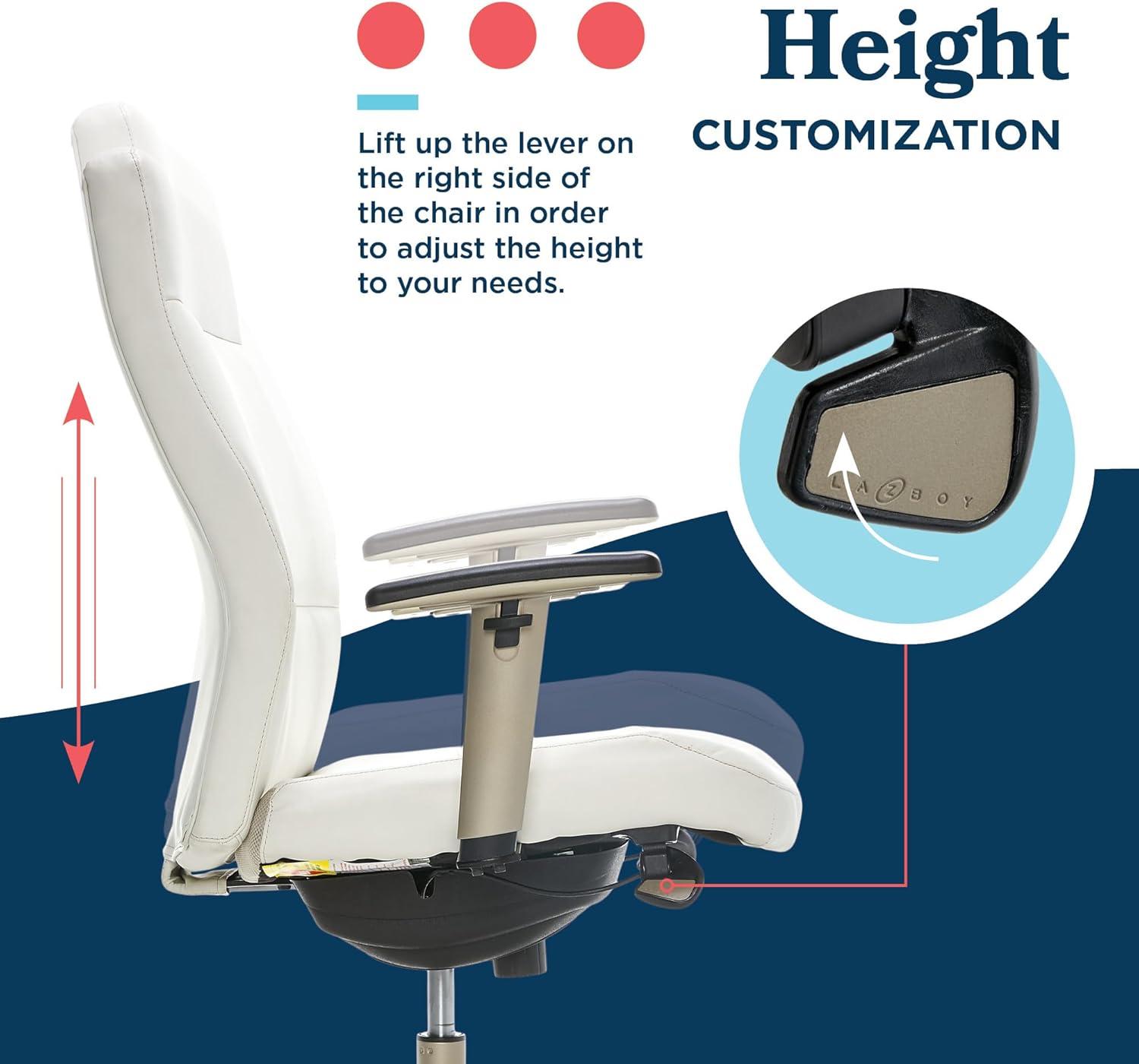La-Z-Boy Baylor Bonded Leather Adjustable Ergonomic Executive Office Chair with Lumbar Support