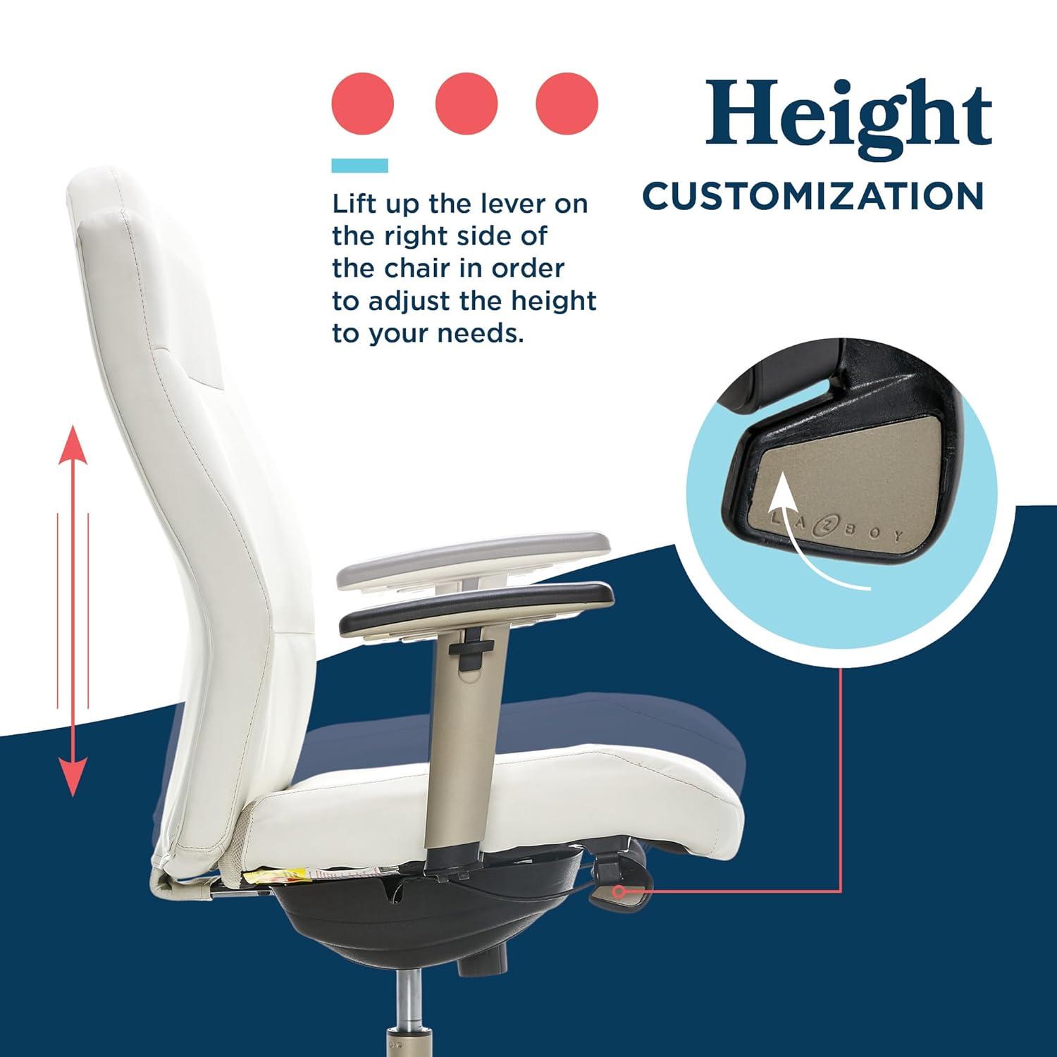 La-Z-Boy Baylor Bonded Leather Adjustable Ergonomic Executive Office Chair with Lumbar Support