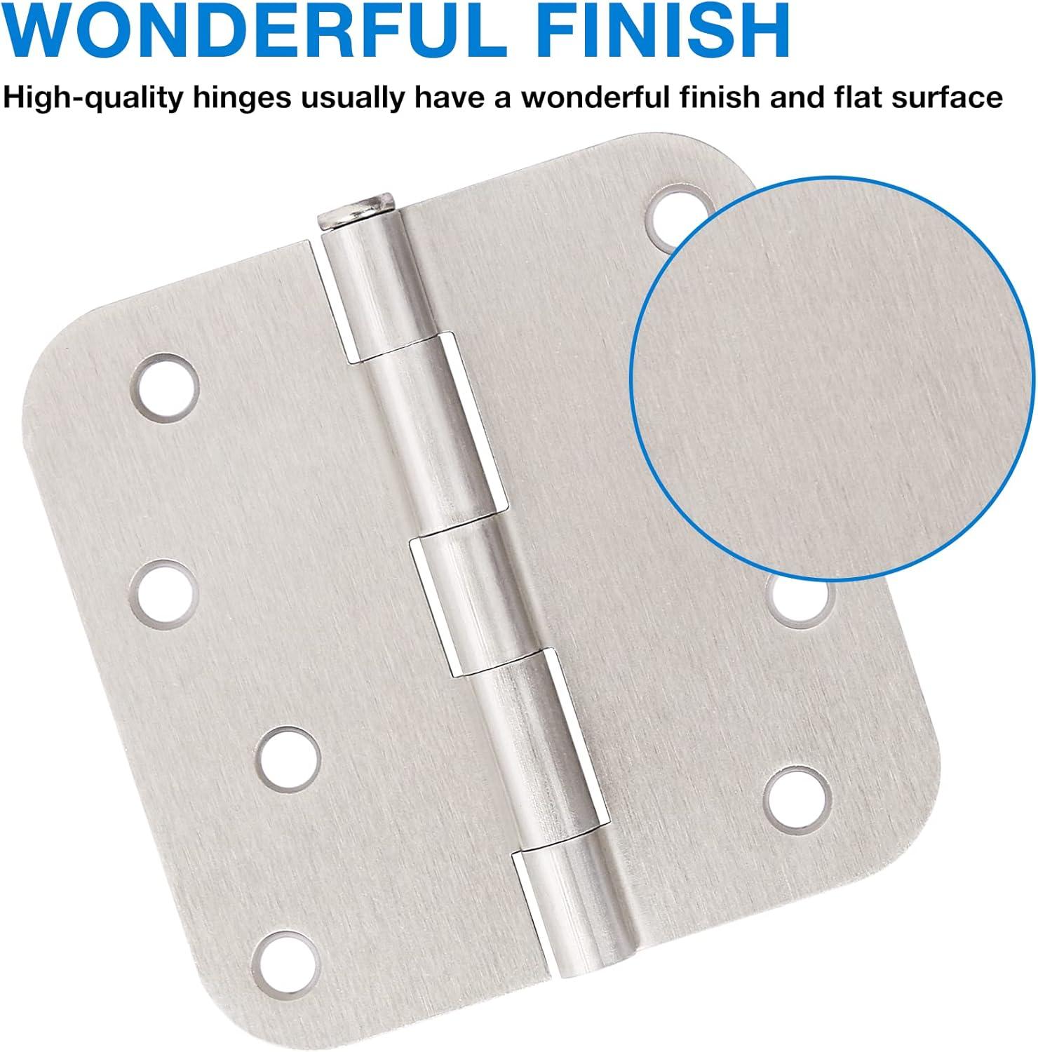 18-Pack Satin Nickel 4" x 4" Rounded Door Hinges