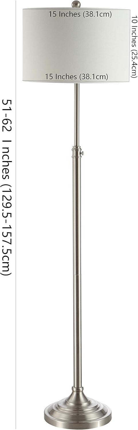 Leeland 62'' Adjustable Brush Nickel Floor Lamp with White Cotton Shade