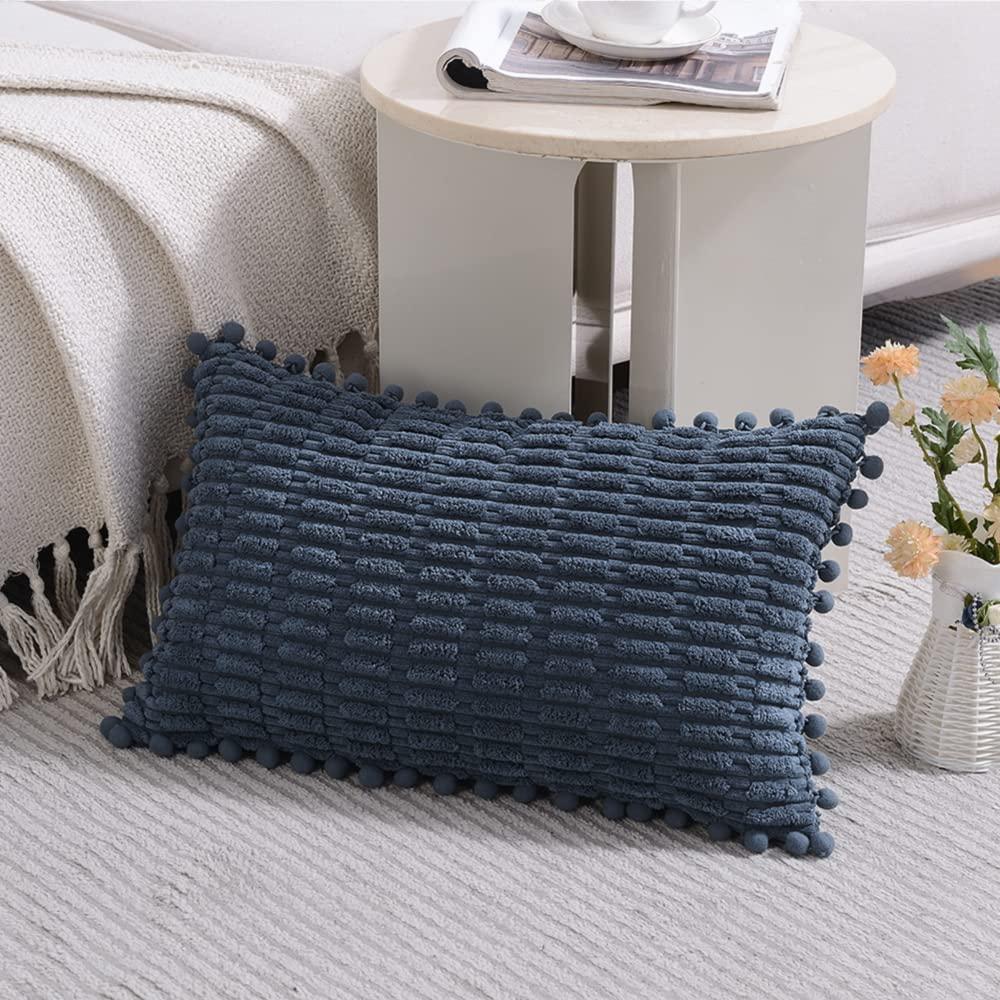 Fancy Homi Pack of 2 Sage Green Lumbar Decorative Throw Pillow Covers 12x20 Inch for Living Room Couch Bedroom, Soft Corduroy Rectangle Solid Cushion Case 30x50 cm, Rustic Farmhouse Boho Home Decor