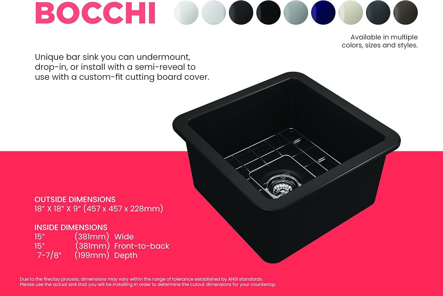 BOCCHI 18'' L Fireclay Kitchen Sink 1359-004-0120