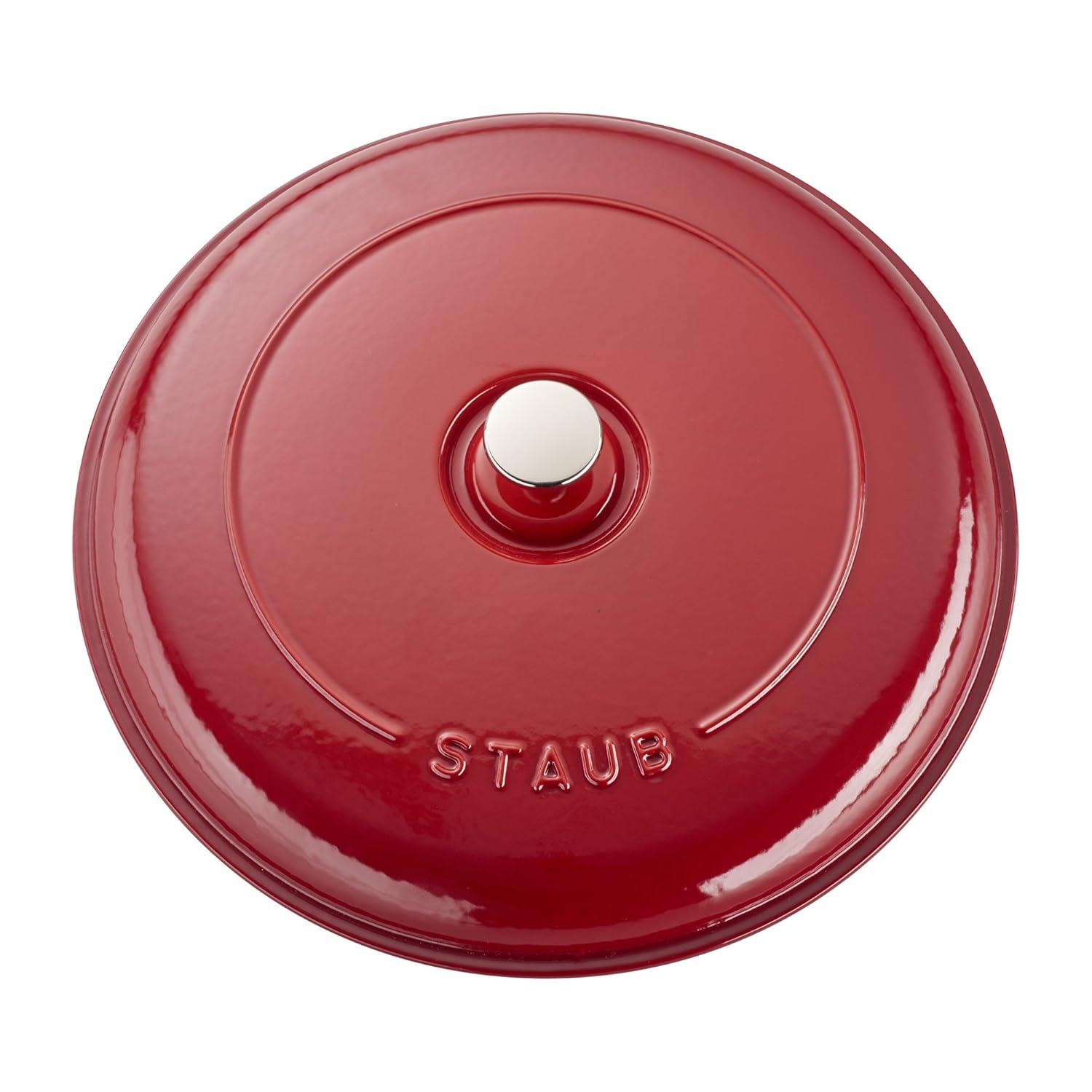 Staub Cast Iron Braiser, Dutch Oven, 3.5-quart, serves 3-4, Made in France, Cherry