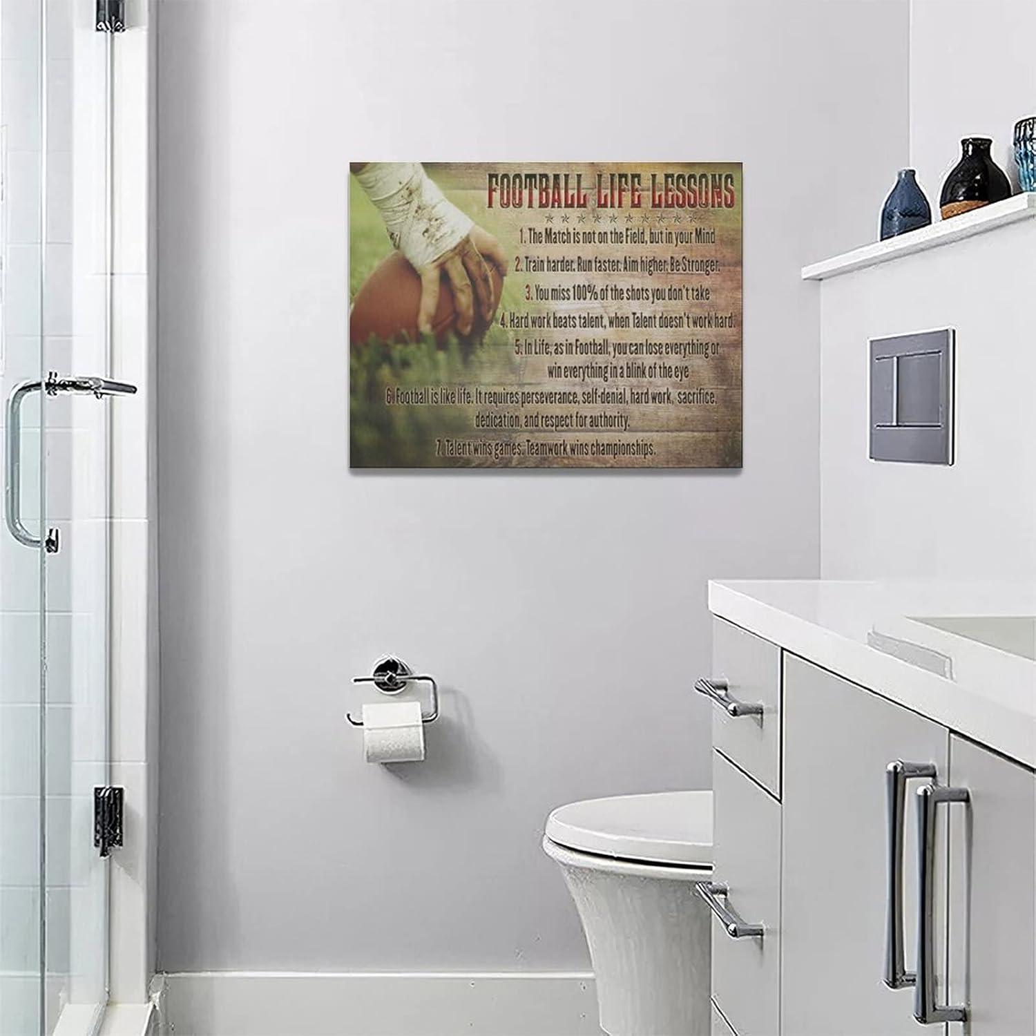 Football Life Lessons Wall Art Pictures Wall Decor Gifts for Football Player Boy Man Football Fan Vintage Football Sports Canvas Painting Print Artwork Framed for Classroom Boy Room Gym Office 12"x16"