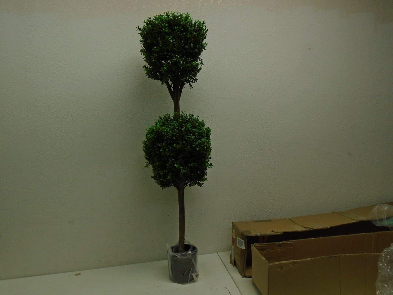 4' Double -shaped Boxwood Topiary in Plastic Pot Two Tone Green