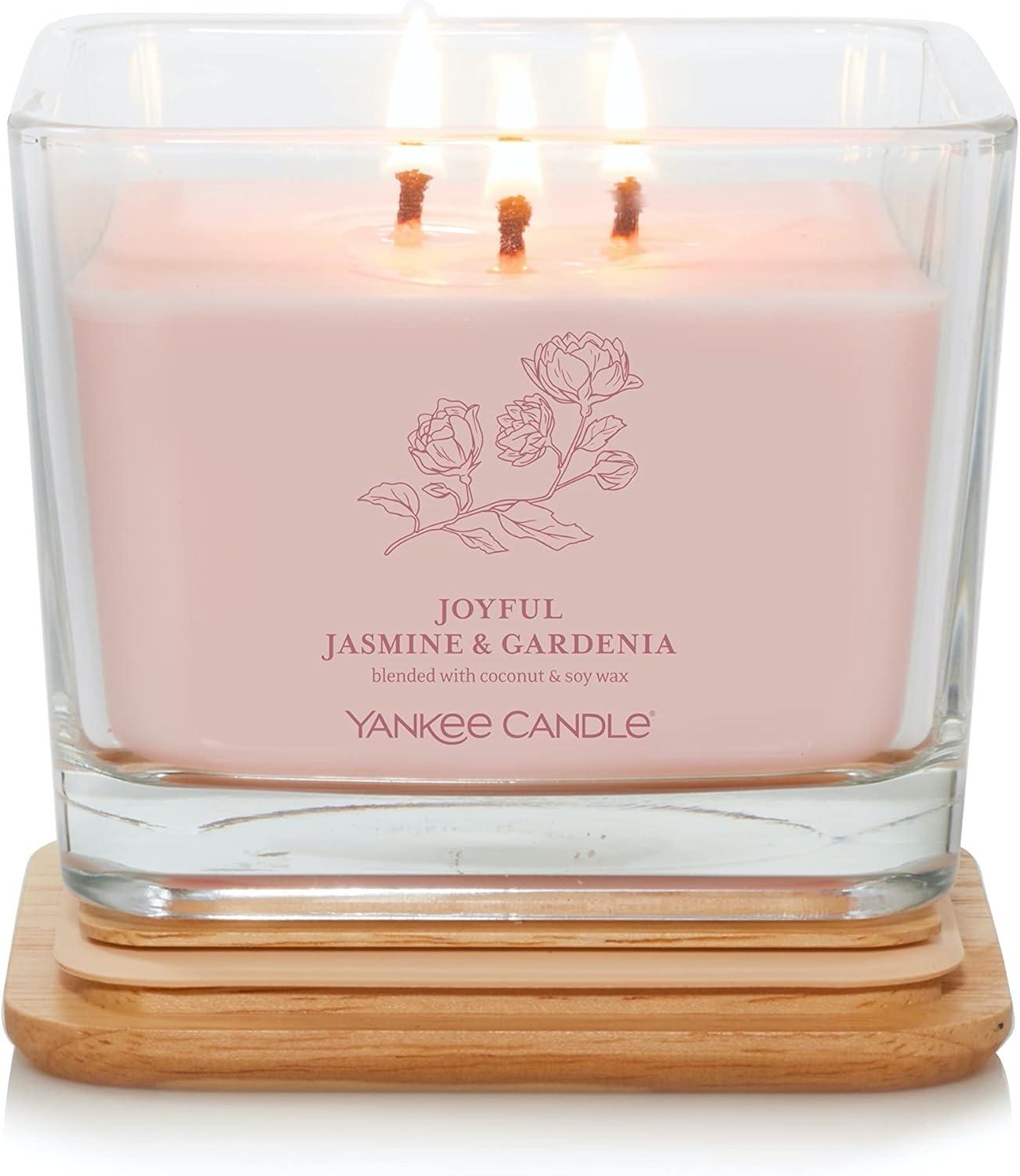 Yankee Candle Joyful Jasmine & Gardenia Well Living Collection Medium Square Candle 11.25 oz