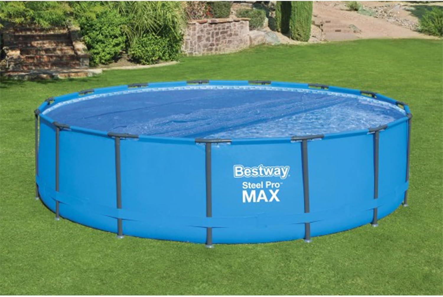 Bestway Flowclear 15 Feet Round Above Ground Solar Pool Cover Only for Pool Water Maintenance of Swimming Pools 16 Feet in Diameter, Blue