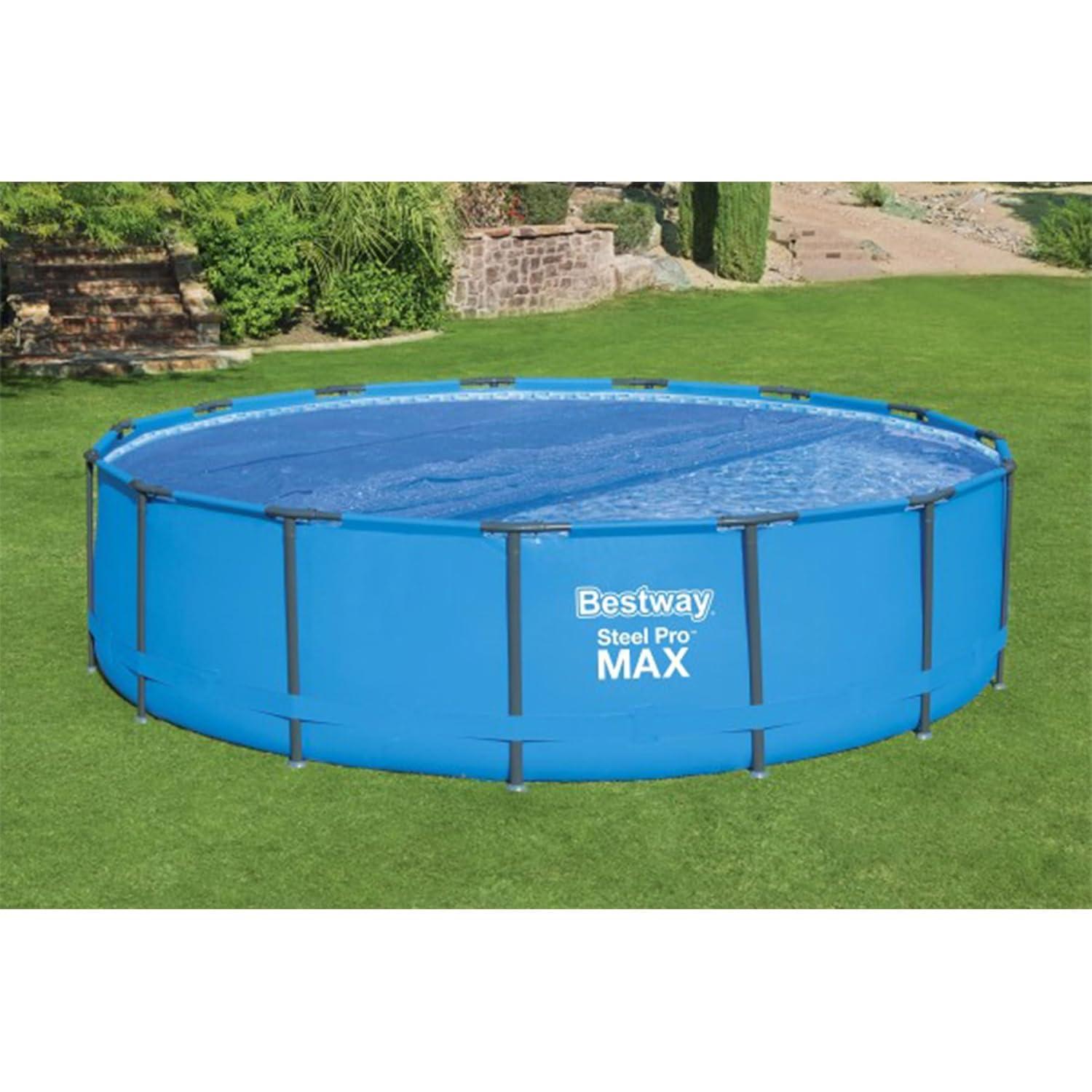 Bestway Flowclear 15 Feet Round Above Ground Solar Pool Cover Only for Pool Water Maintenance of Swimming Pools 16 Feet in Diameter, Blue