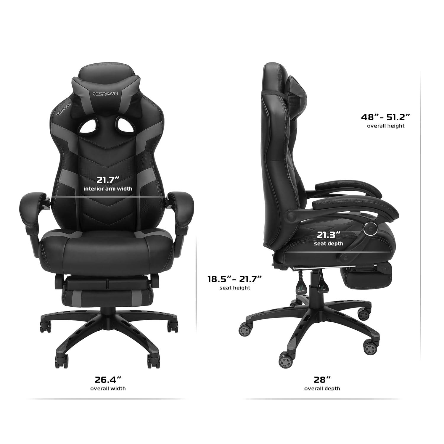 Respawn RESPAWN 110 Pro Gaming Chair - Gaming Chair with Footrest, Reclining Gaming Chair, Video Gaming Computer Desk Chair, Adjustable Desk Chair, Gaming Chairs For Adults With Headrest Pillow