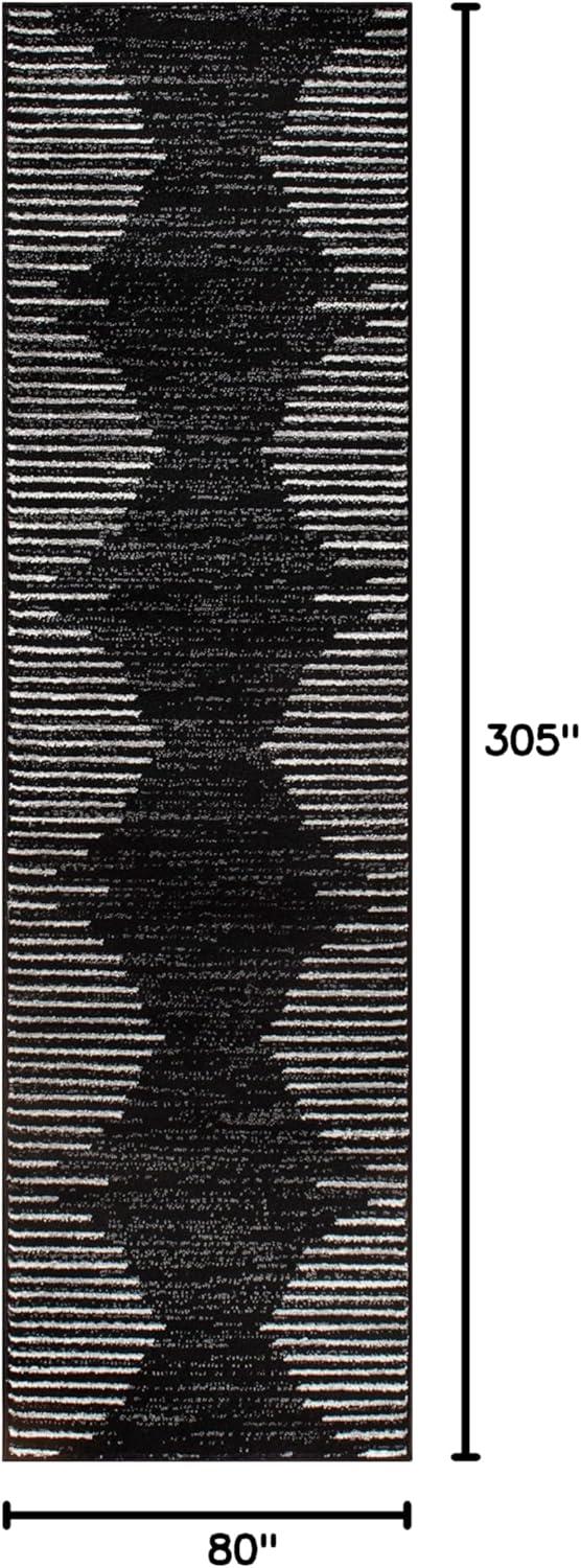 World Rug Gallery Area Rug Bohemian Stripe Jute Rug Carpets for Living Room Rugs for Sale - BLACK 2'7"x10'