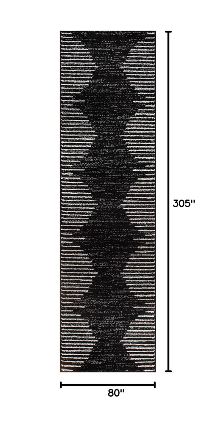 World Rug Gallery Area Rug Bohemian Stripe Jute Rug Carpets for Living Room Rugs for Sale - BLACK 2'7"x10'