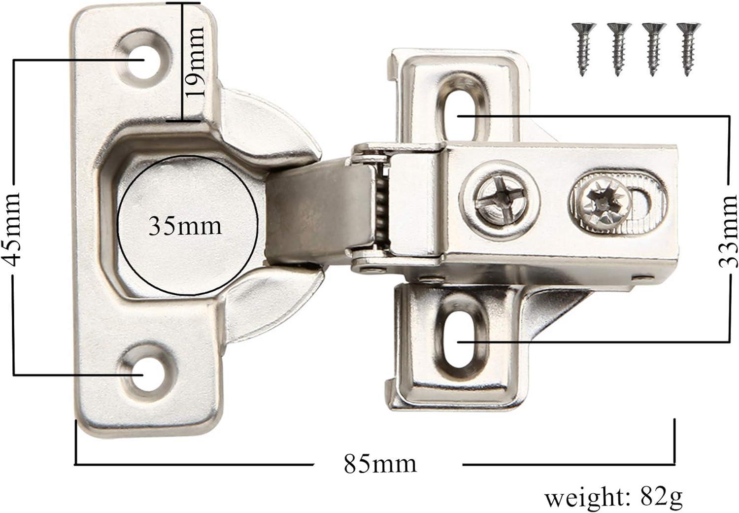 20 Pack - Silverline Face Frame Quiet Soft Close Cabinet Door Hinges, 1/2 Inch Overlay, with Built-in Metal Dampers, Strong Heavy Duty Steel for Kitchen Bathroom