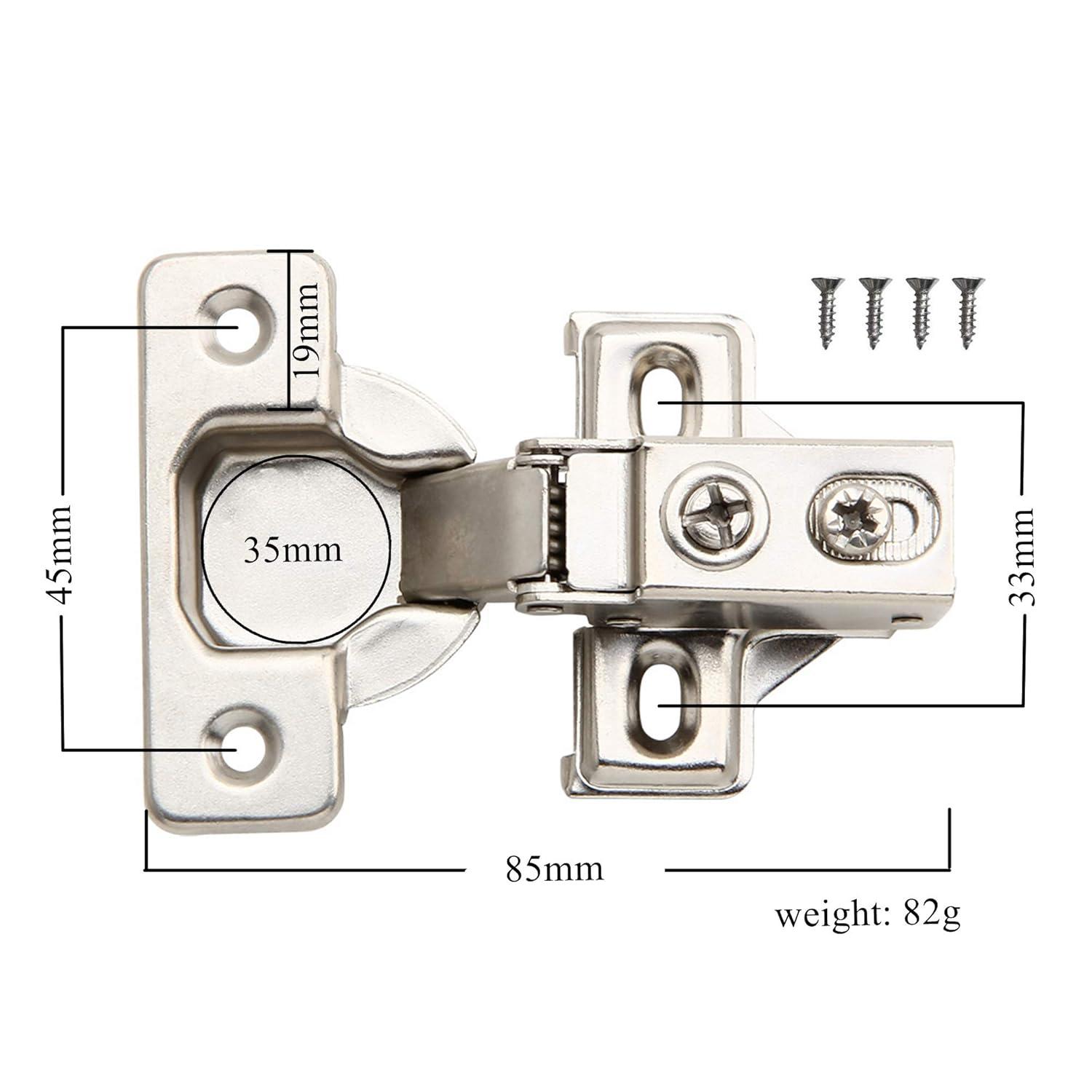 20 Pack - Silverline Face Frame Quiet Soft Close Cabinet Door Hinges, 1/2 Inch Overlay, with Built-in Metal Dampers, Strong Heavy Duty Steel for Kitchen Bathroom