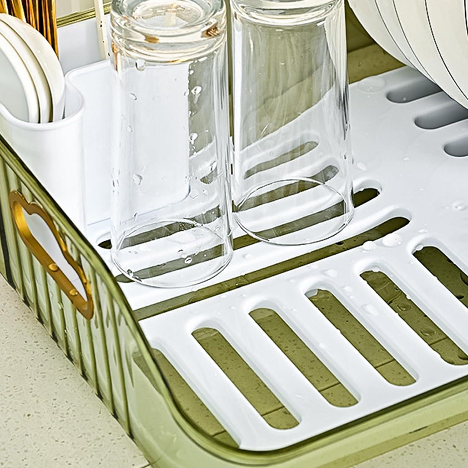 Summer Savings Rwvbm Dish Drying Rack With Drainboard Dish Drainers For Kitchen Counter With Sink Spout Dish Strainers With Utensil