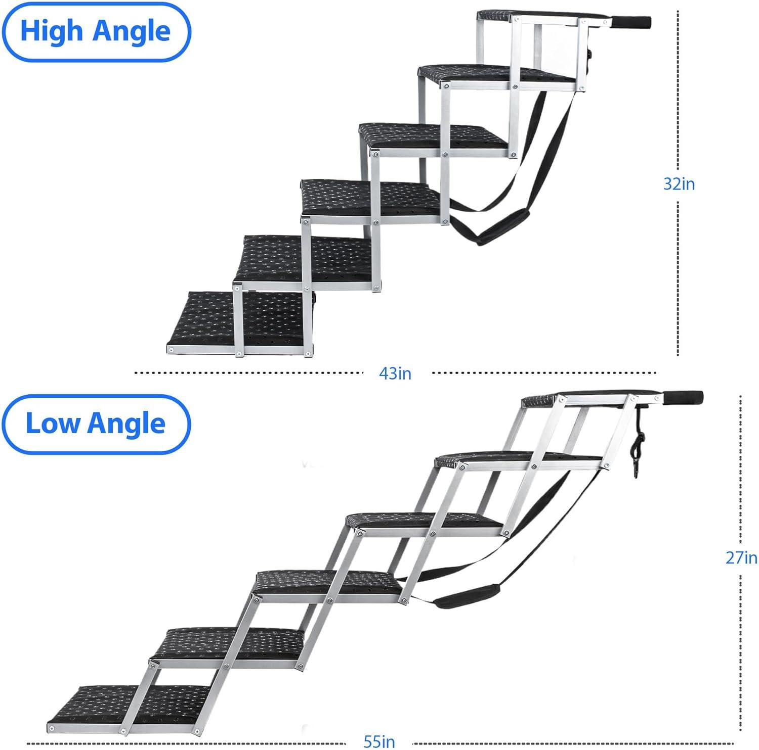 Portable Folding Dog Stairs For Cars, SUV, Trucks, For Large Dogs With Non-Slip Surface, 6 Steps