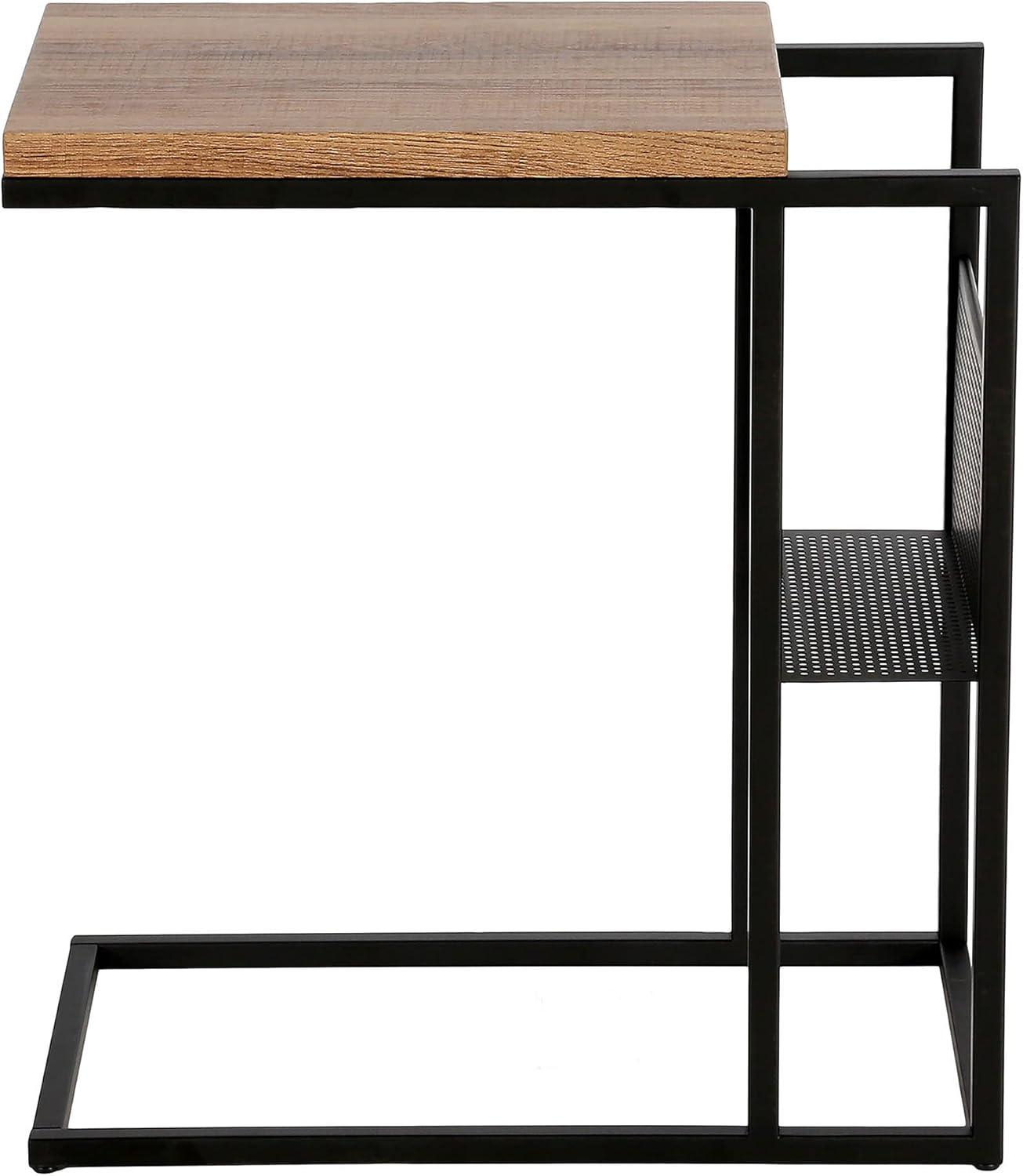 Clyde 20'' Blackened Bronze and Oak Rectangular Side Table