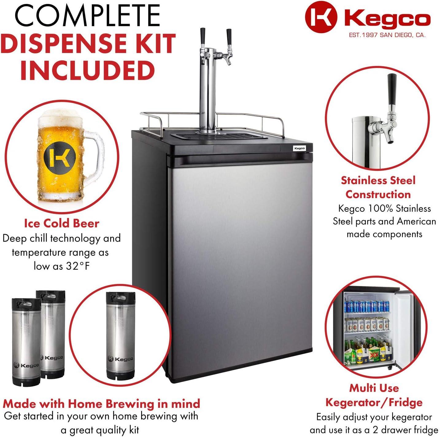 Kegco Kegco 5.6 Cubic Feet Dual Tap Freestanding Kegerator with Adjustable Temperature