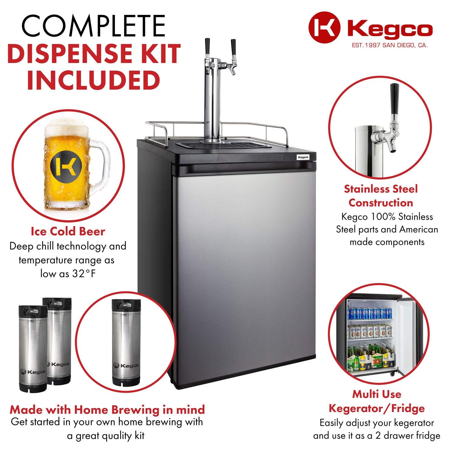 Kegco Kegco 5.6 Cubic Feet Dual Tap Freestanding Kegerator with Adjustable Temperature