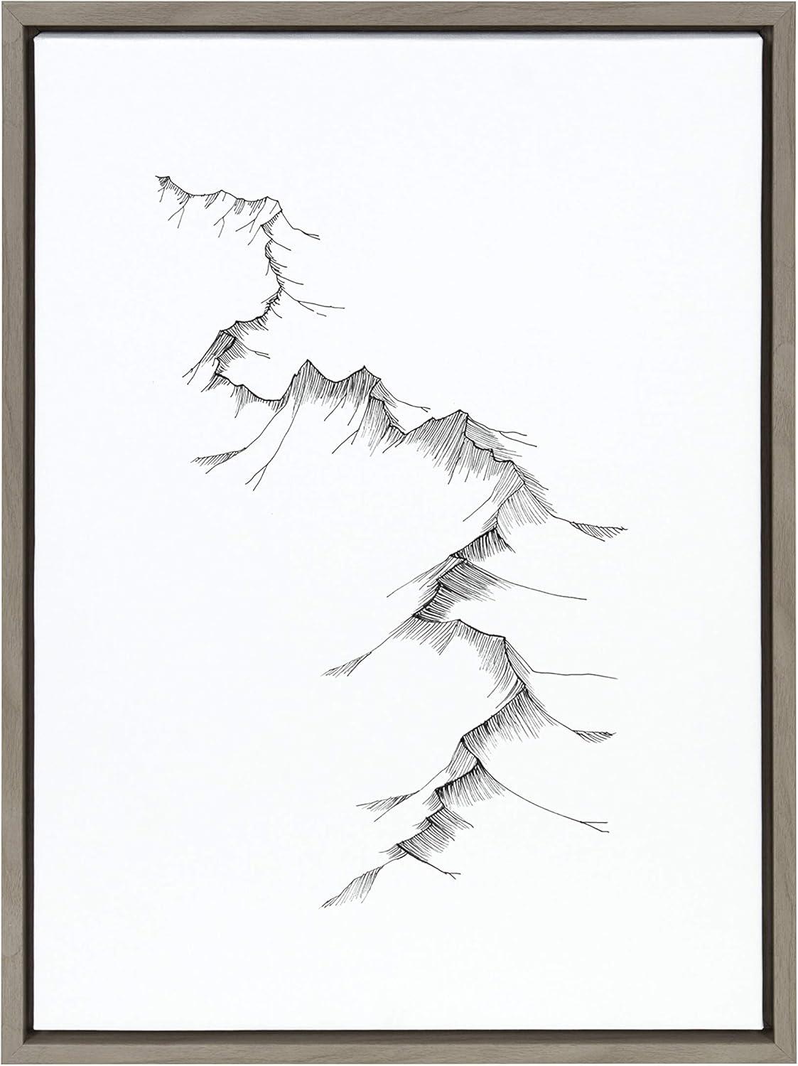 Sylvie Mountains Black and White Canvas Wall Art