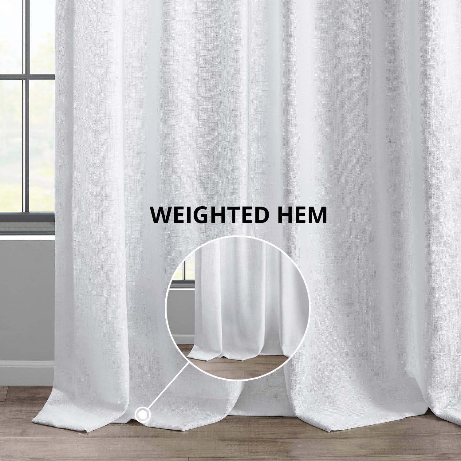 Rice White Heavy Faux Linen Curtain (1 Panel), Rice White, 50W X 120L