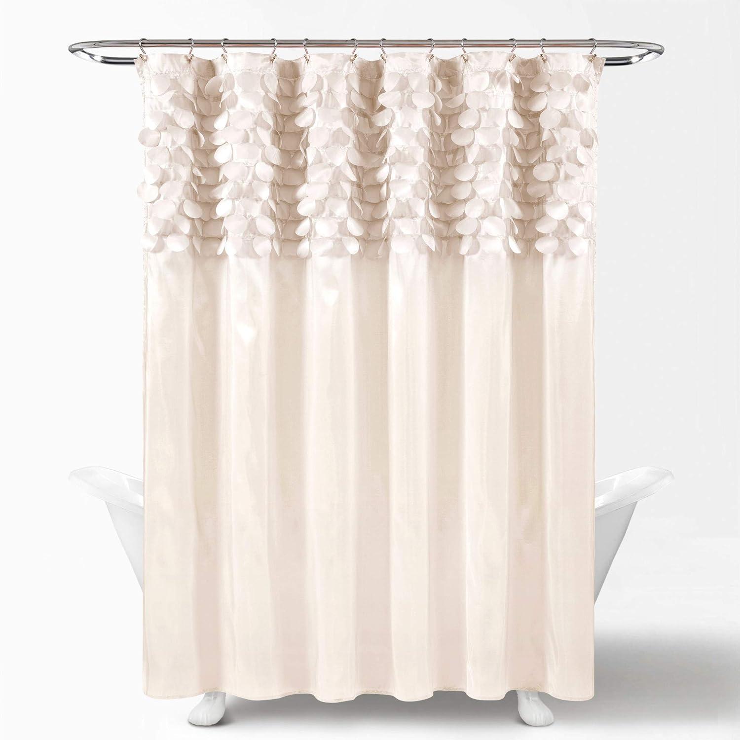 Lush Decor Lillian Solid Shower Curtain, 72x72, Beige, Single