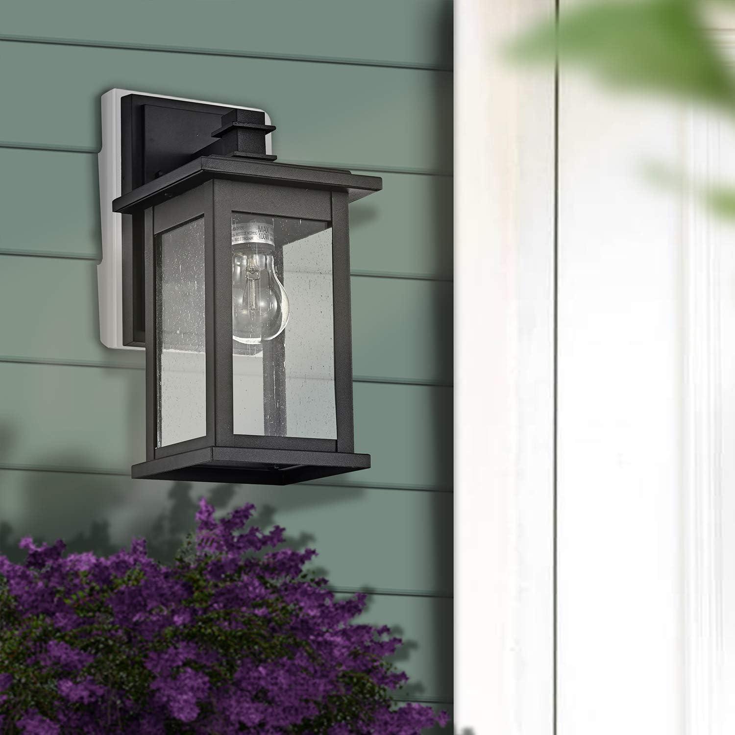 1 Light Transitional Square 12 Inch Outdoor Wall Lantern Matte Black Black Matte