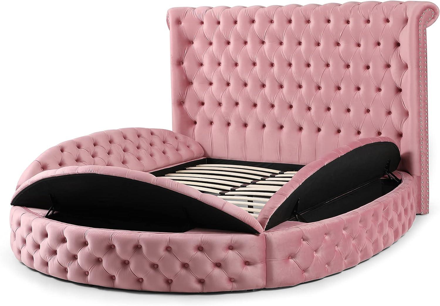 Woodpeckers Furniture and Mattress Upholstered Round Storage Bed