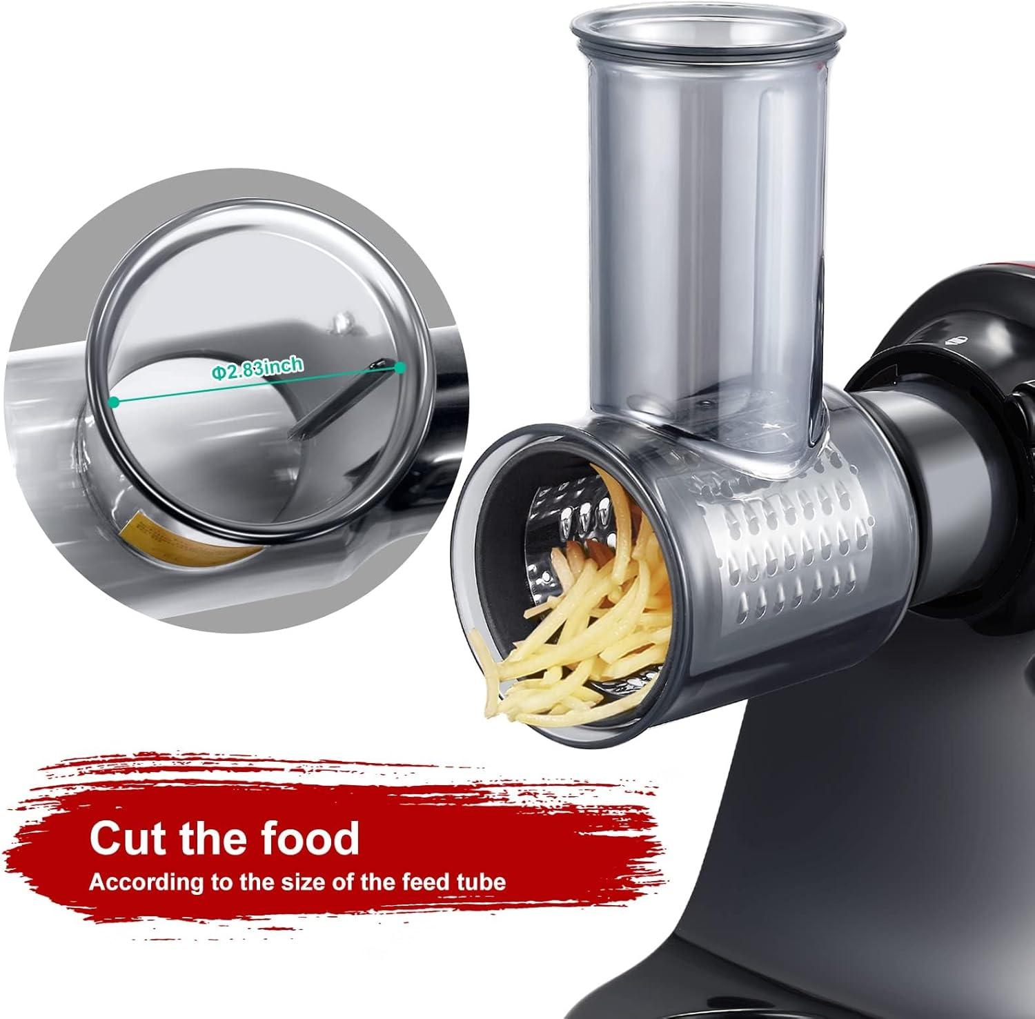 Slicer Shredder Attachments for AMZCHEF Slow Masticating Juicer ZM1501&GM3001 Rotary Cheese Grater Mandoline Vegetable Slicer for Fruit,Vegetables,Nuts with 3 Interchangeable Blades (Stainless Steel)