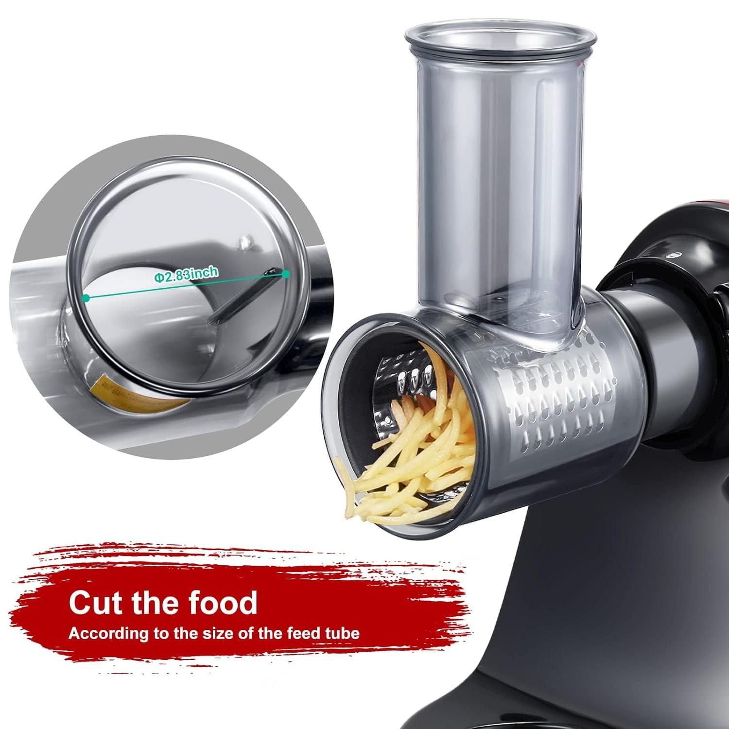 Slicer Shredder Attachments for AMZCHEF Slow Masticating Juicer ZM1501&GM3001 Rotary Cheese Grater Mandoline Vegetable Slicer for Fruit,Vegetables,Nuts with 3 Interchangeable Blades (Stainless Steel)