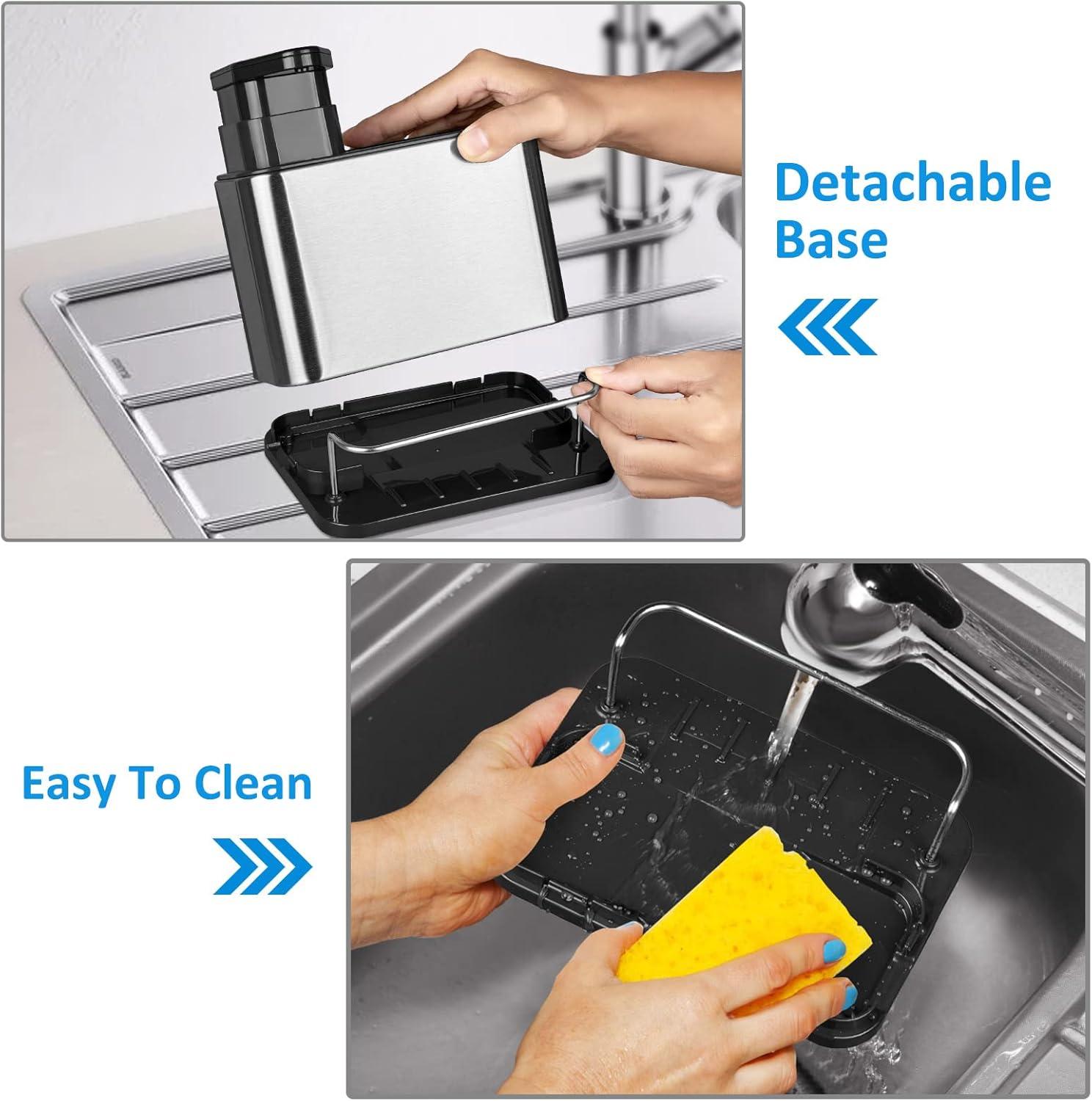 Stainless Steel 3-in-1 Kitchen Sink Soap Dispenser Caddy