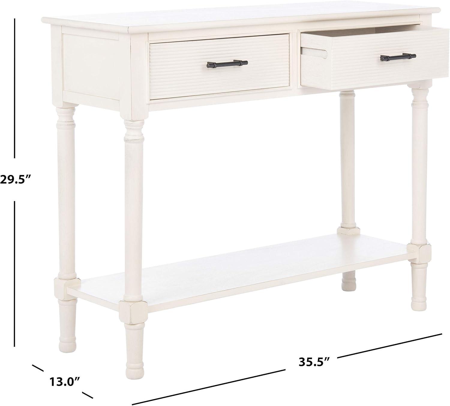 Ryder Distressed White 2-Drawer Console Table with Shelf