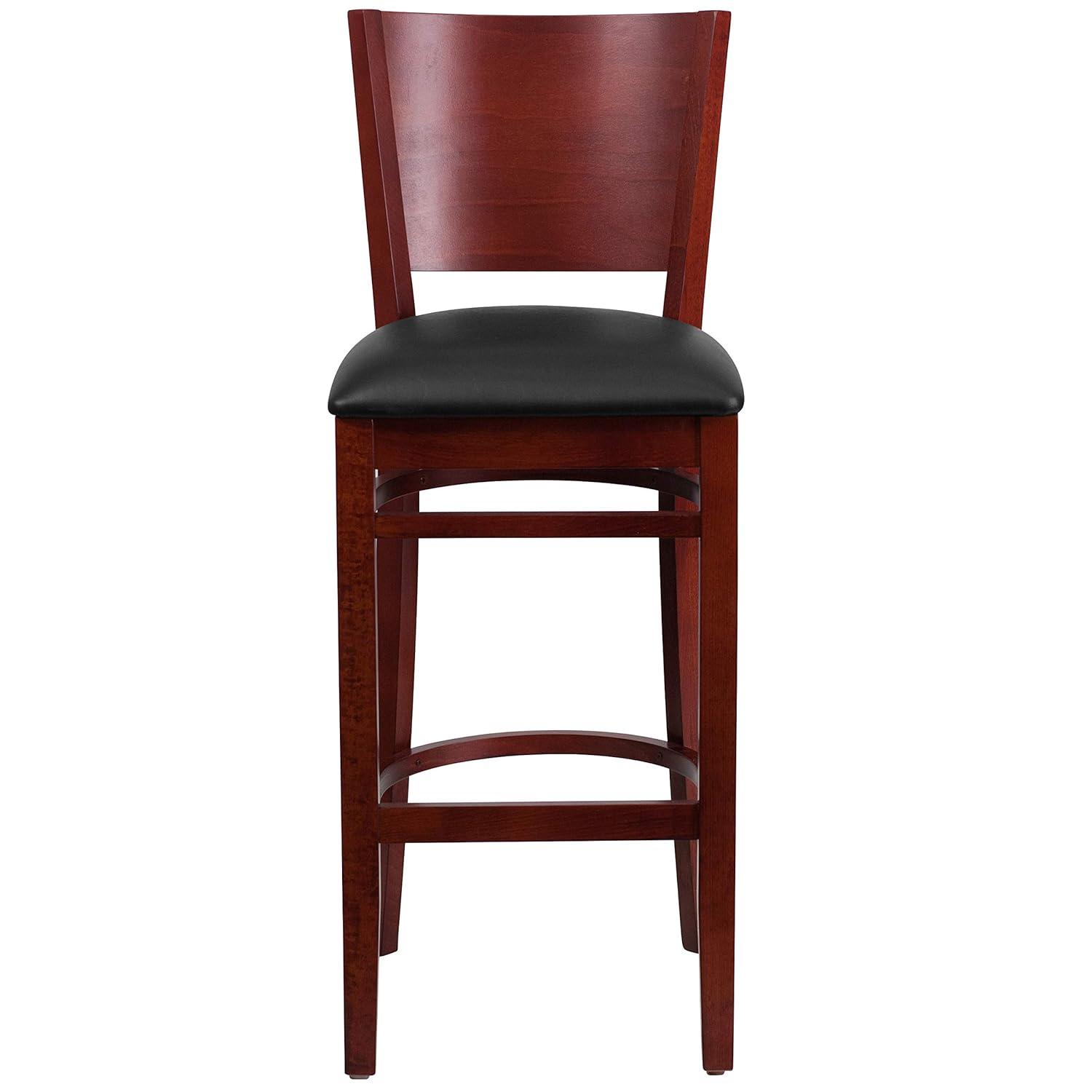 Flash Furniture Lacey Series Solid Back Walnut Wood Restaurant Barstool