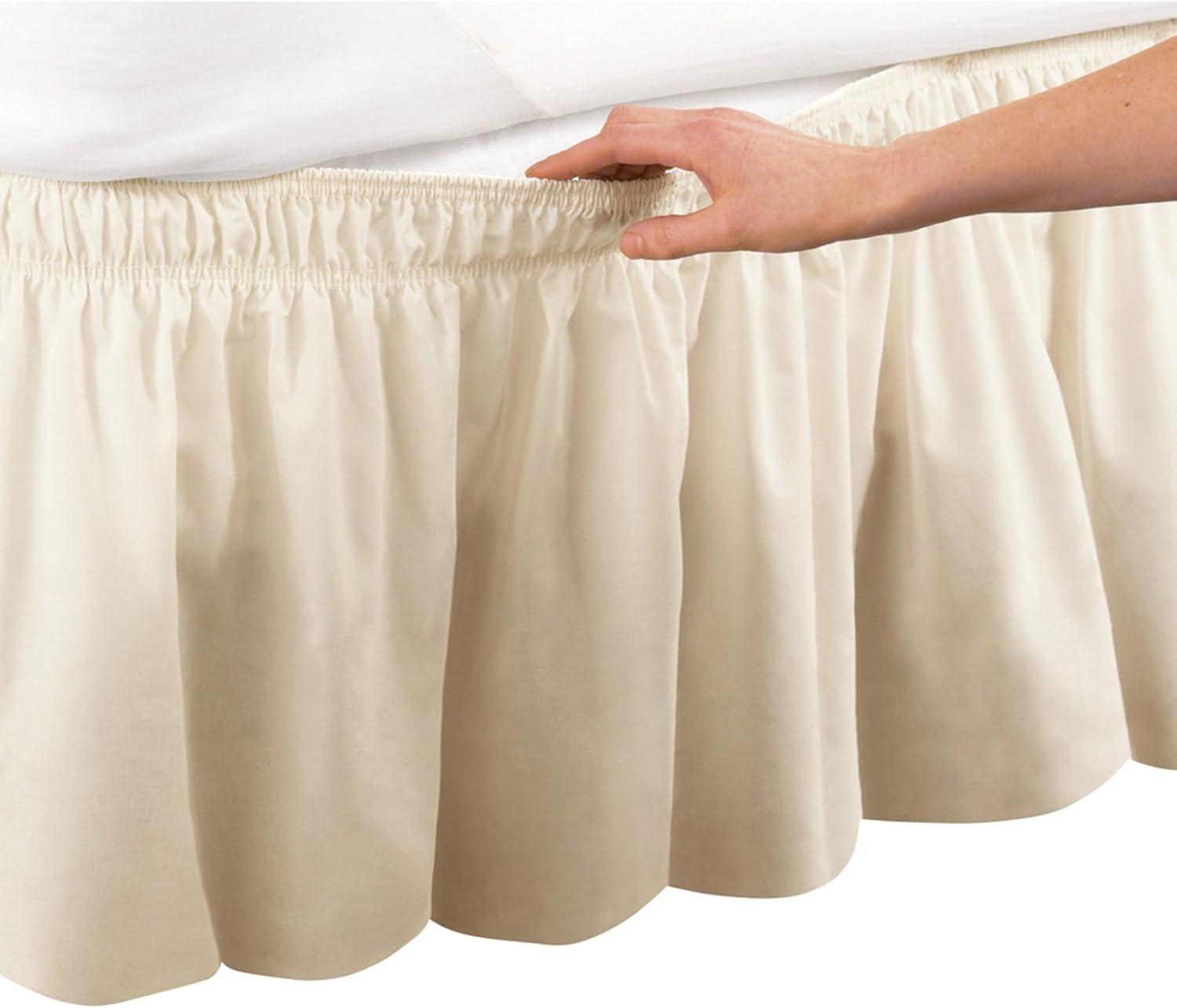 Ivory Elastic Wrap Around Queen/King Bed Skirt