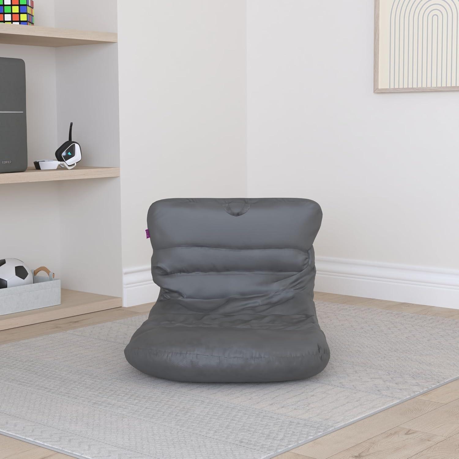 Charcoal Gray Polyester Blend Bean Bag Lounger for Kids, Teens, and Adults