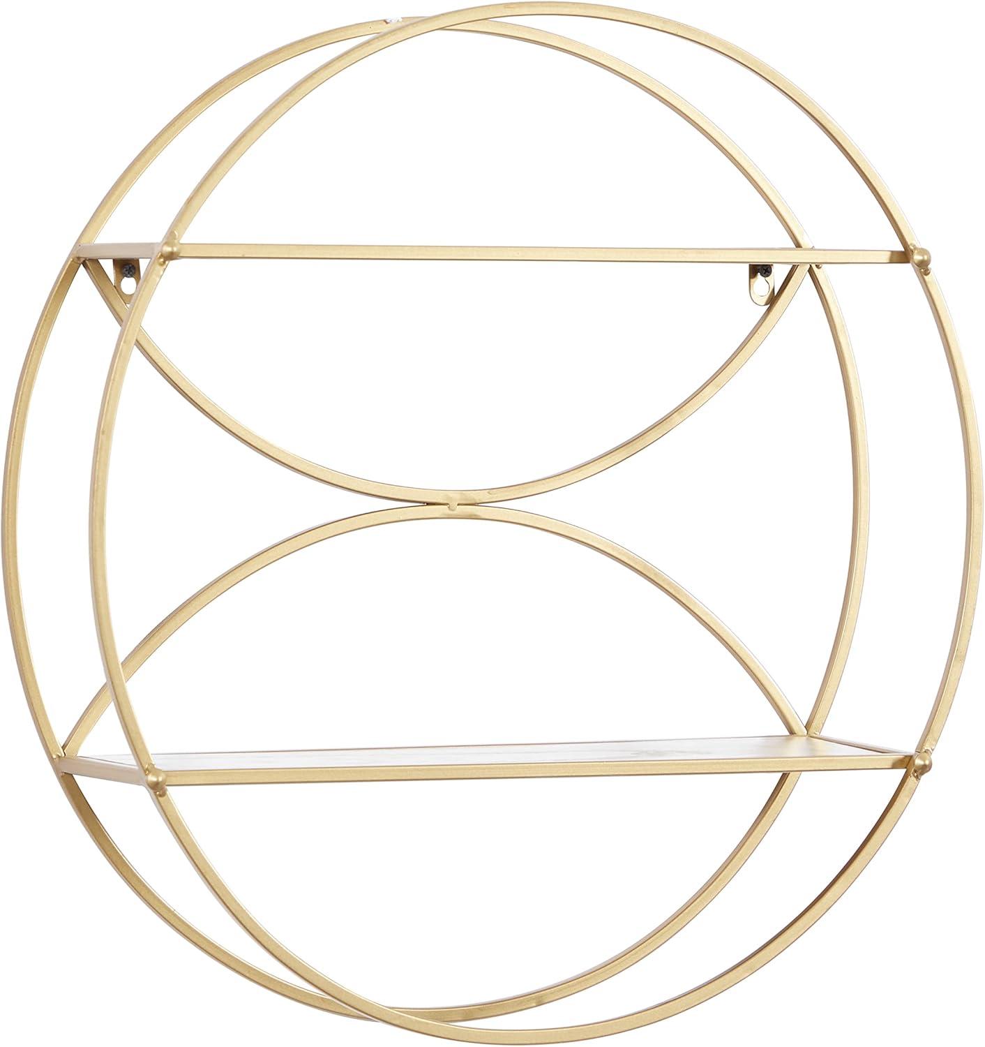 Cosmoliving By Cosmopolitan Gold Metal Contemporary Wall Shelf, 22 X 22 X 7