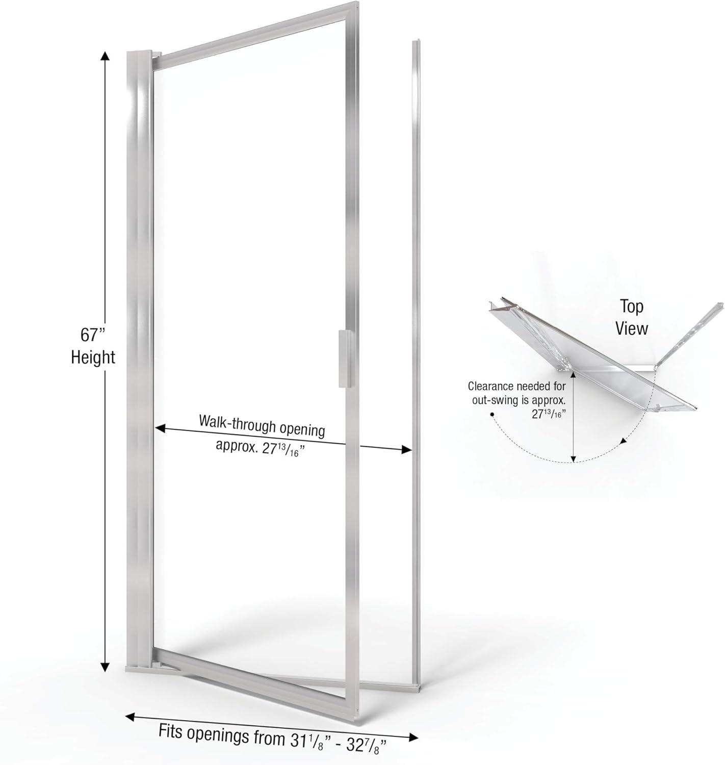 Basco Sopora 31.13" W x 67" H Pivot Framed Shower Door SOPN00A3267XPBN
